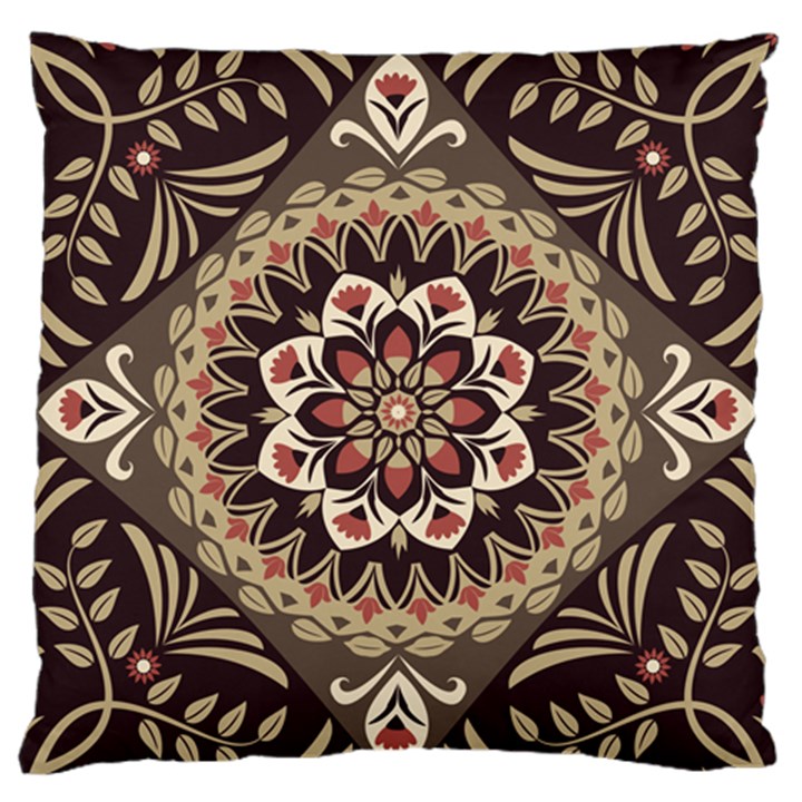 Seamless Pattern Floral Flower Large Flano Cushion Case (Two Sides)