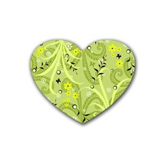 Seamless Pattern Green Garden Heart Coaster (4 Pack)  by Pakrebo