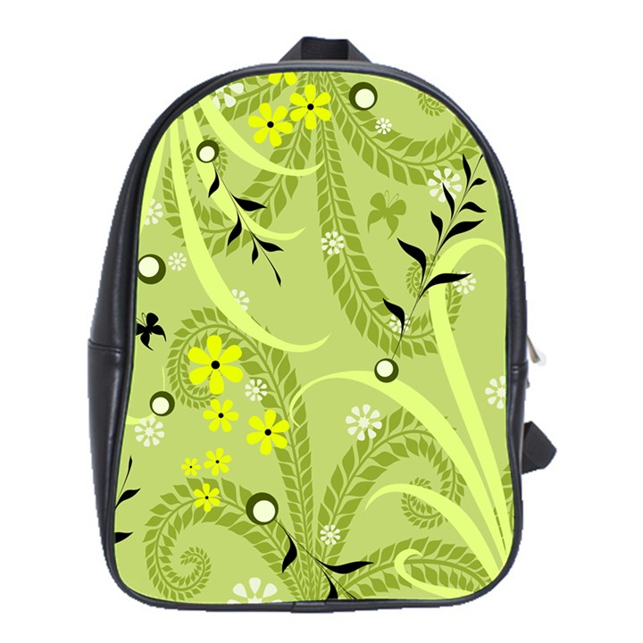 Seamless Pattern Green Garden School Bag (XL)