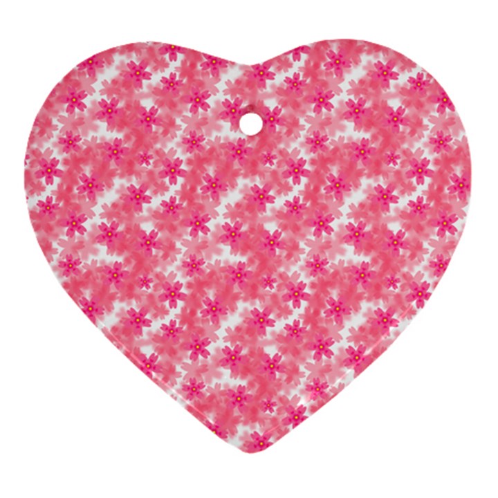 Phlox Spring April May Pink Heart Ornament (Two Sides)