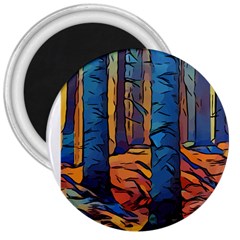 Woods Trees Abstract Scene Forest 3  Magnets by Pakrebo