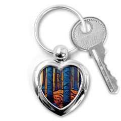 Woods Trees Abstract Scene Forest Key Chains (heart)  by Pakrebo