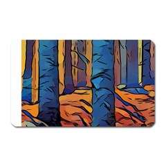 Woods Trees Abstract Scene Forest Magnet (rectangular) by Pakrebo