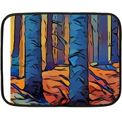 Woods Trees Abstract Scene Forest Double Sided Fleece Blanket (mini)  by Pakrebo