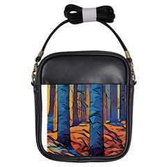 Woods Trees Abstract Scene Forest Girls Sling Bag by Pakrebo