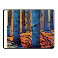 Woods Trees Abstract Scene Forest Double Sided Fleece Blanket (small)  by Pakrebo