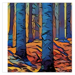 Woods Trees Abstract Scene Forest Large Satin Scarf (square) by Pakrebo