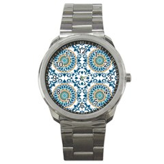 Tile Vintage Pattern Design Sport Metal Watch by Pakrebo