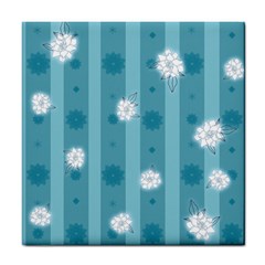 Gardenia Flowers White Blue Tile Coasters