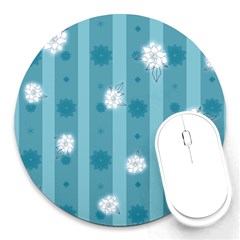 Gardenia Flowers White Blue Round Mousepads