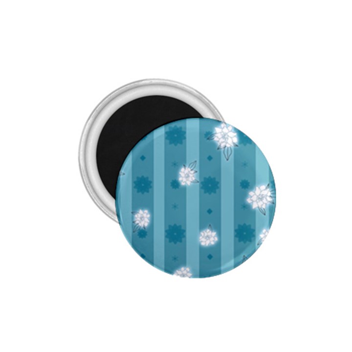 Gardenia Flowers White Blue 1.75  Magnets