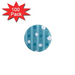 Gardenia Flowers White Blue 1  Mini Magnets (100 pack) 