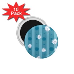 Gardenia Flowers White Blue 1.75  Magnets (10 pack) 