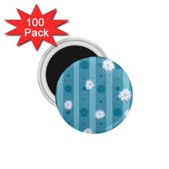 Gardenia Flowers White Blue 1.75  Magnets (100 pack) 