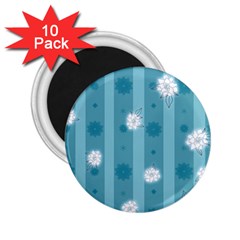 Gardenia Flowers White Blue 2.25  Magnets (10 pack) 