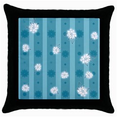 Gardenia Flowers White Blue Throw Pillow Case (Black)