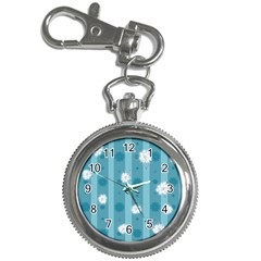 Gardenia Flowers White Blue Key Chain Watches