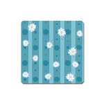 Gardenia Flowers White Blue Square Magnet Front