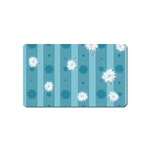 Gardenia Flowers White Blue Magnet (Name Card) Front