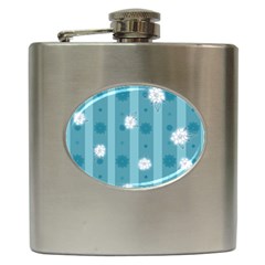 Gardenia Flowers White Blue Hip Flask (6 oz)