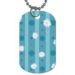 Gardenia Flowers White Blue Dog Tag (Two Sides)