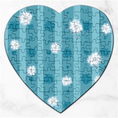 Gardenia Flowers White Blue Jigsaw Puzzle (Heart)