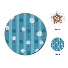 Gardenia Flowers White Blue Playing Cards (Round)