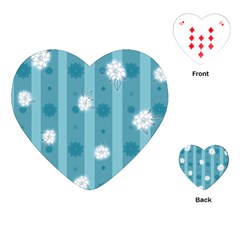 Gardenia Flowers White Blue Playing Cards (Heart)