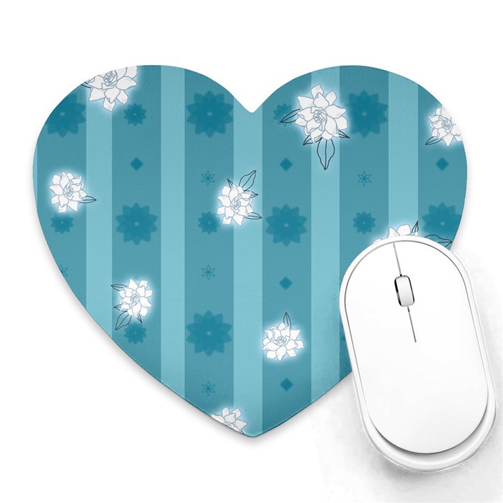 Gardenia Flowers White Blue Heart Mousepads