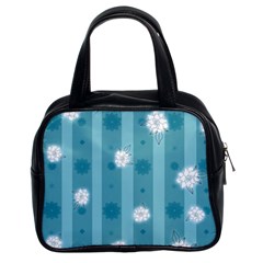 Gardenia Flowers White Blue Classic Handbag (Two Sides)