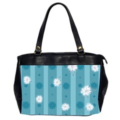 Gardenia Flowers White Blue Oversize Office Handbag (2 Sides)