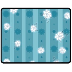 Gardenia Flowers White Blue Fleece Blanket (medium)  by Pakrebo