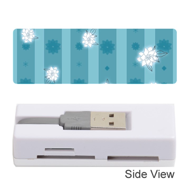 Gardenia Flowers White Blue Memory Card Reader (Stick)