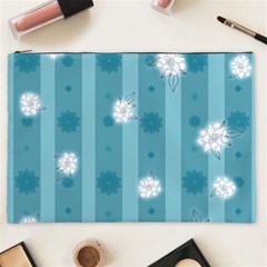 Gardenia Flowers White Blue Cosmetic Bag (XXL)