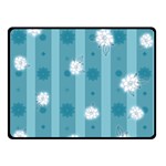 Gardenia Flowers White Blue Double Sided Fleece Blanket (Small)  45 x34  Blanket Front