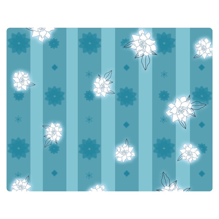 Gardenia Flowers White Blue Double Sided Flano Blanket (Medium) 