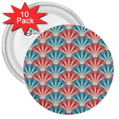 Seamless Patter Peacock Feathers 3  Buttons (10 Pack)  by Pakrebo