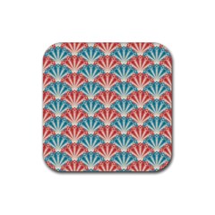 Seamless Patter Peacock Feathers Rubber Coaster (square) 