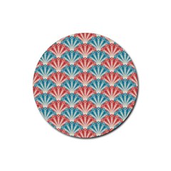 Seamless Patter Peacock Feathers Rubber Coaster (round)  by Pakrebo