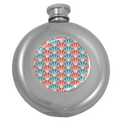 Seamless Patter Peacock Feathers Round Hip Flask (5 Oz) by Pakrebo