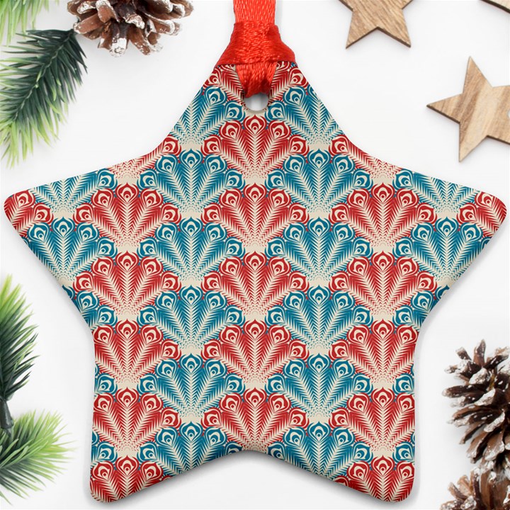 Seamless Patter Peacock Feathers Star Ornament (Two Sides)