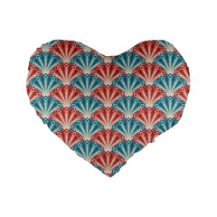 Seamless Patter Peacock Feathers Standard 16  Premium Flano Heart Shape Cushions by Pakrebo