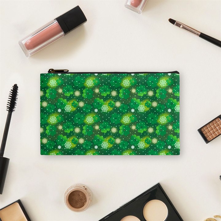 Leaf Clover Star Glitter Seamless Cosmetic Bag (Small)