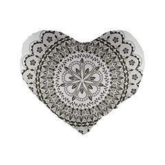 Vector Mandala Drawing Decoration Standard 16  Premium Flano Heart Shape Cushions by Pakrebo