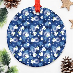 White Flowers Summer Plant Ornament (round) by Pakrebo