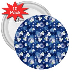 White Flowers Summer Plant 3  Buttons (10 Pack)  by Pakrebo