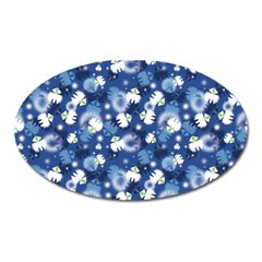 White Flowers Summer Plant Oval Magnet by Pakrebo