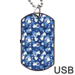 White Flowers Summer Plant Dog Tag Usb Flash (one Side) by Pakrebo