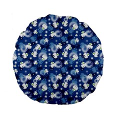 White Flowers Summer Plant Standard 15  Premium Flano Round Cushions by Pakrebo