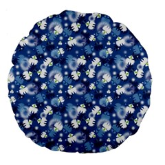 White Flowers Summer Plant Large 18  Premium Flano Round Cushions by Pakrebo